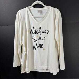 2/$35 Chico's Zenergy Witch Way to The Wine Long Sleeve T Shirt